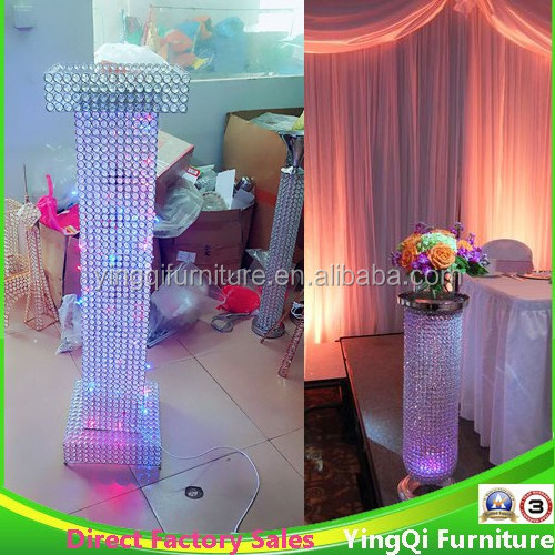 Wedding Stage Crystal Beaded Pillars with LED Lights