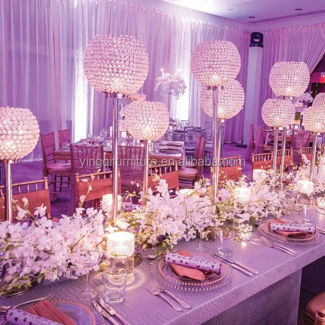 Tall Crystal Globe Candle Stick for Wedding Table Centerpieces