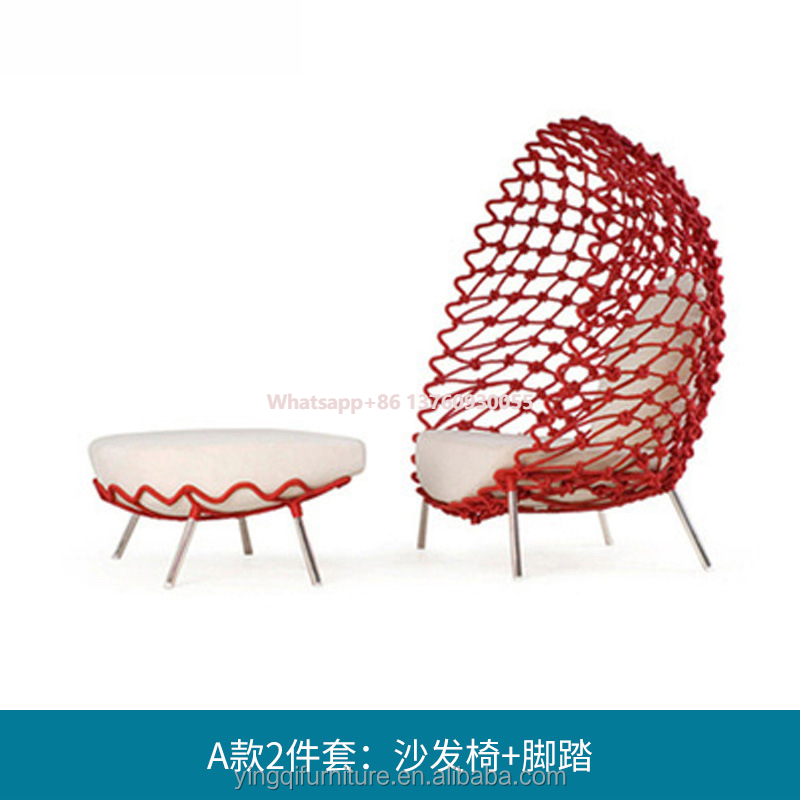 Hot Sell Outdoor Hanging Rattan Egg Chair Leisure Wicker Patio Swing Chair red rope cord hanging swing egg chair