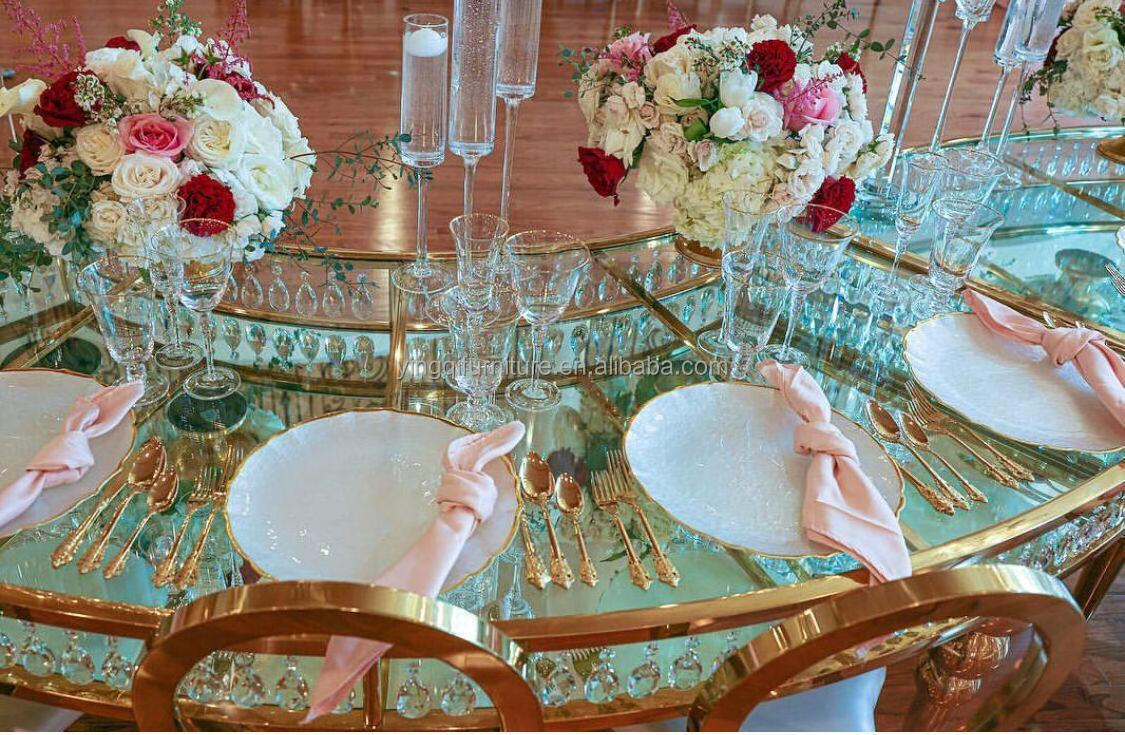 Modern Wedding Crystal Serpentine Table