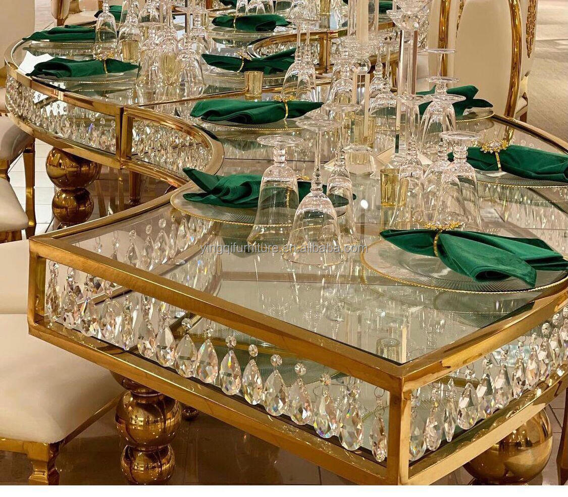 Modern Wedding Crystal Serpentine Table