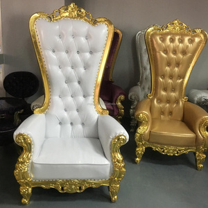 Wooden High Back King Throne Wedding Chairs for Sale