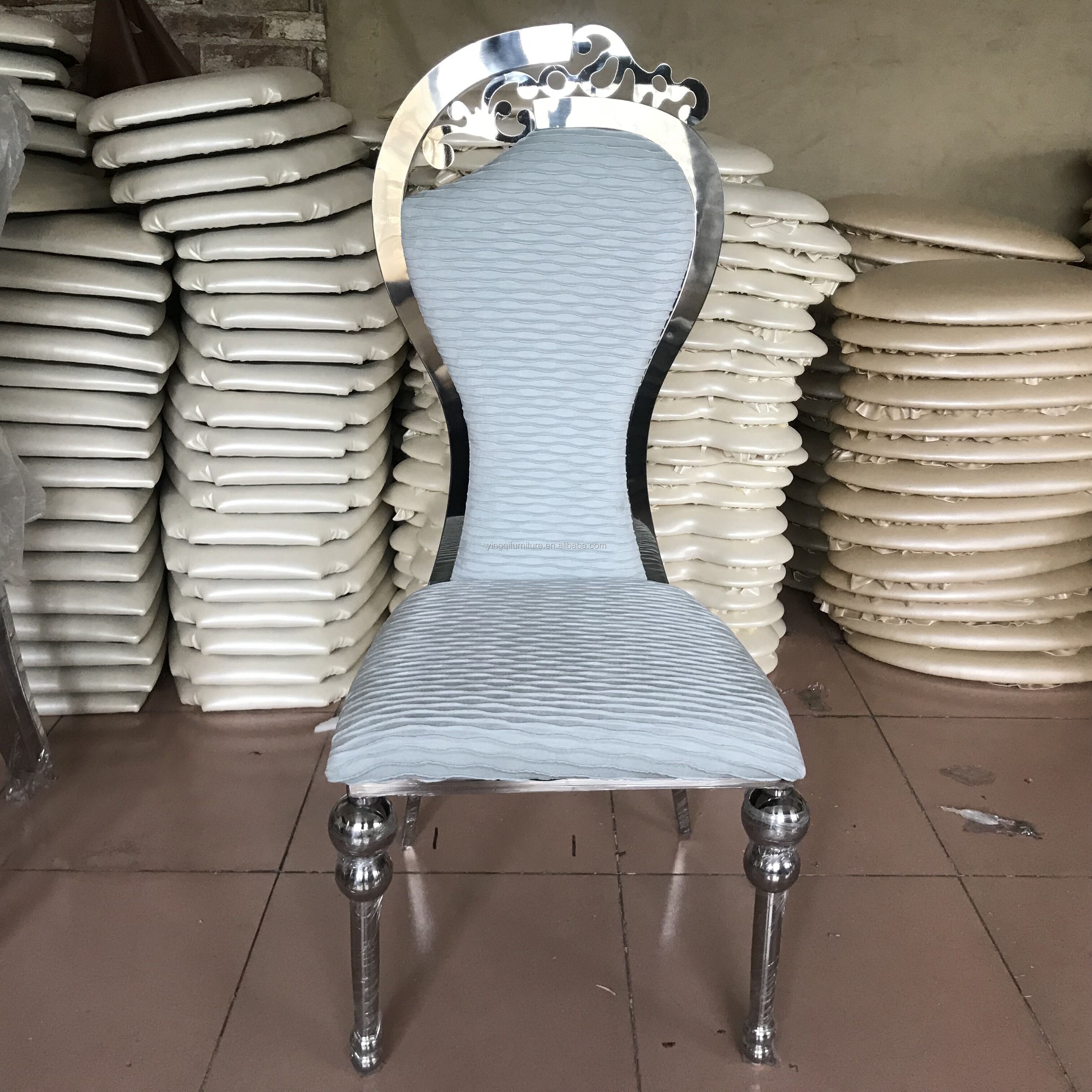 Bride groom round back stainless steel wedding chairs for sale