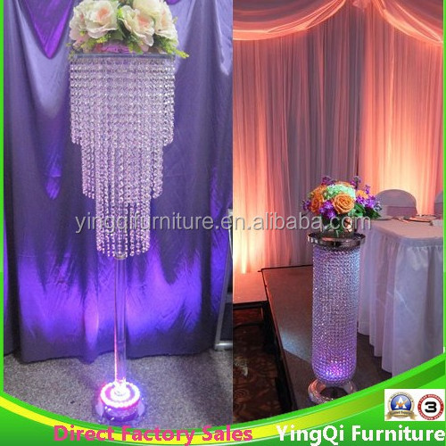 Wedding Stage Crystal Beaded Pillars with LED Lights