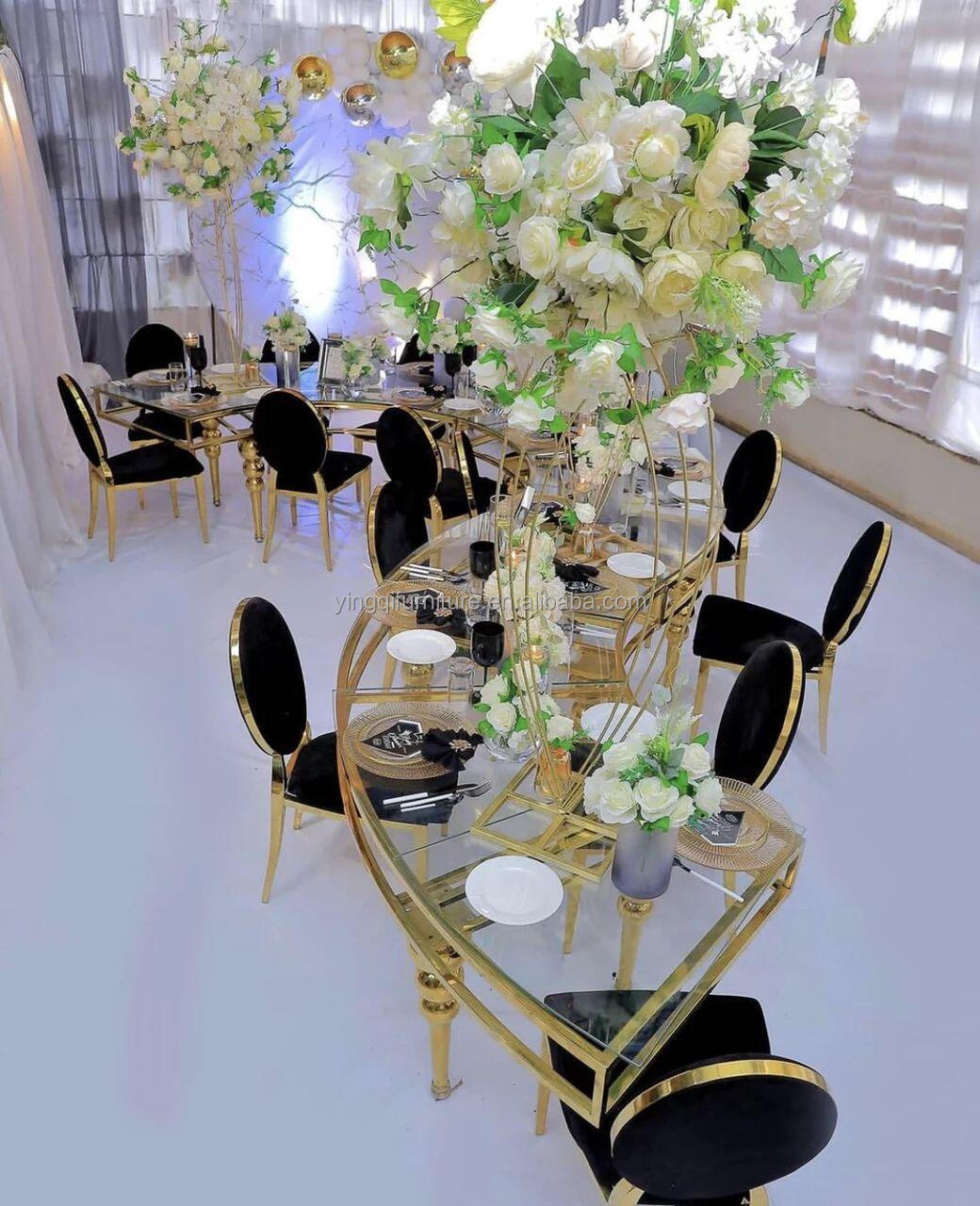 Modern Wedding Crystal Serpentine Table