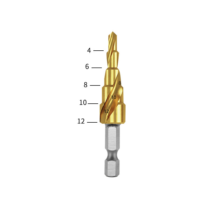 HSS Step Drill Bit Set 4-12mm/4-20mm/ 4-32mm Triangle Shank Hole Nitrogen High Speed Steel Spiral Hex Core Drill Bits