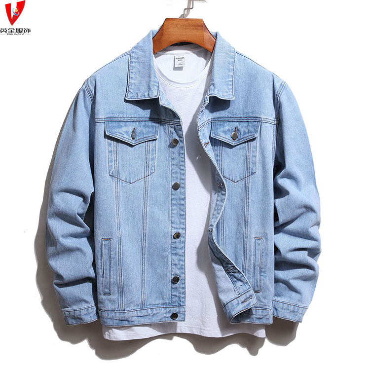 Manufacturer custom jean printed destroy denim jacket mens