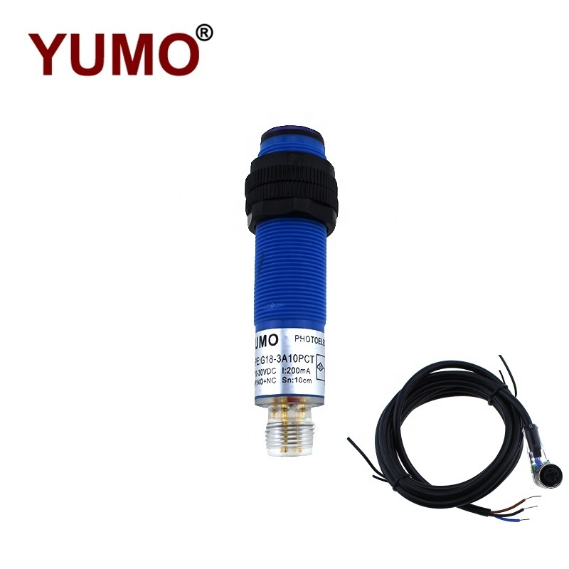 YUMO hot selling G18-3A10PCT of Photoelectric Sensor Switch with PNP Diffuse type NO+NC