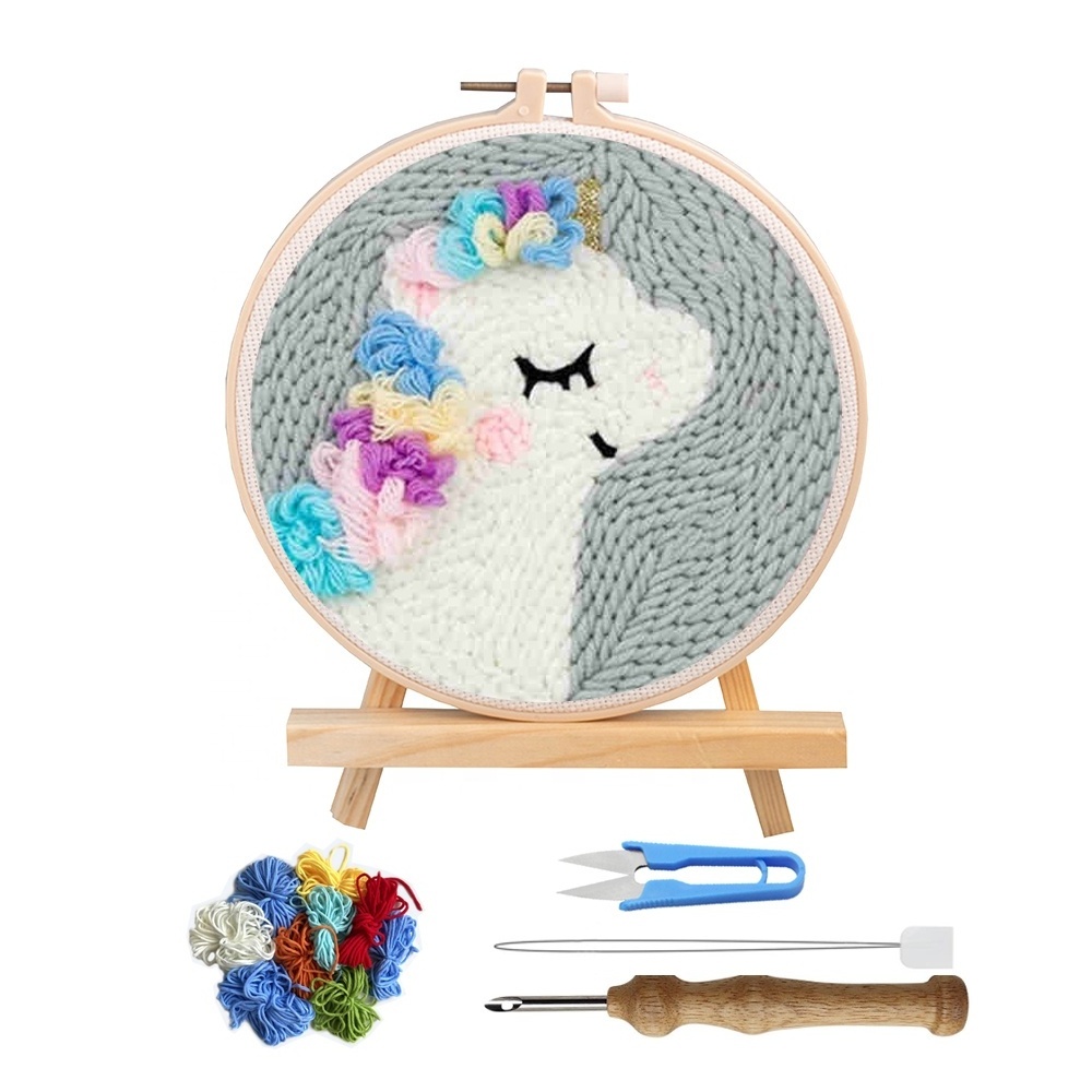 Beautiful Latch Hook Rug DIY Kits With Punch Needle Embroidery Frame and Holder