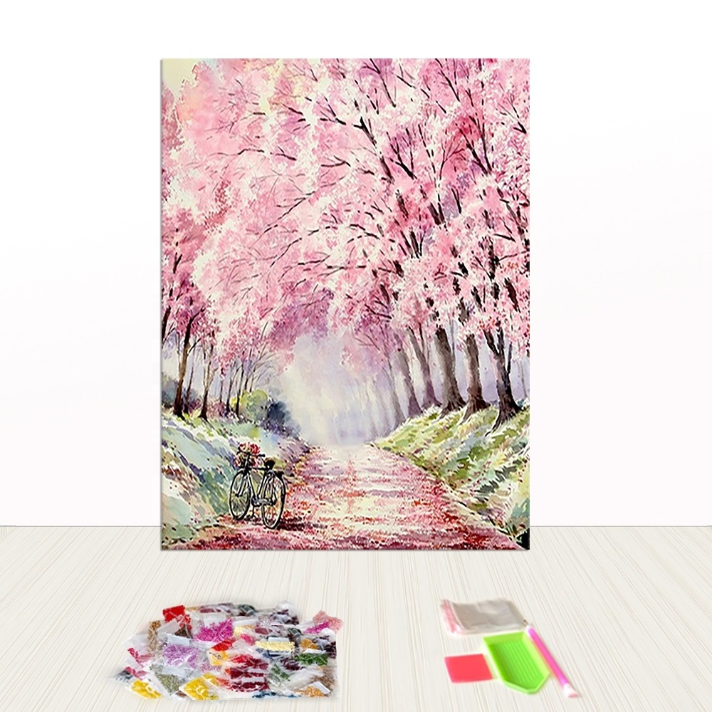 Wholesale Custom Photo Scenery Tree Full Drill 5D Diamond Painting Cherry Blossoms