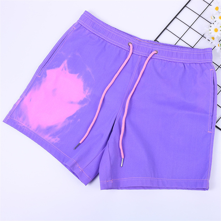 Above knee blank board quick dry beach shorts swimming trunks men swimwear magical color changing swim shorts with liner