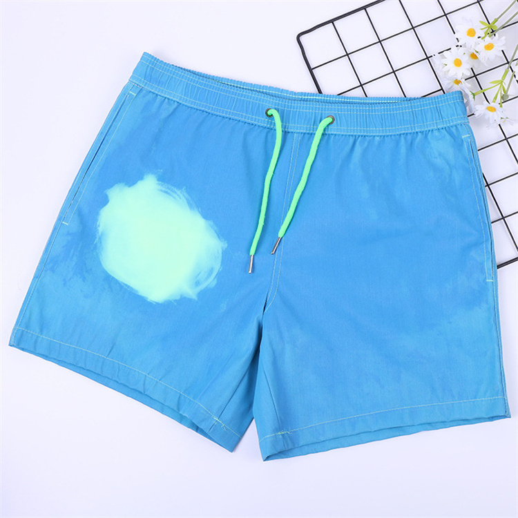 Above knee blank board quick dry beach shorts swimming trunks men swimwear magical color changing swim shorts with liner