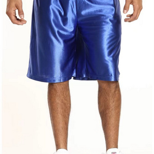 Low moq summer street wear wholesale men satin sport lined pijama custom blank shiny dazzling basketball shorts for men