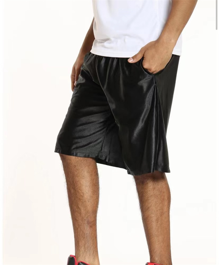 Low moq summer street wear wholesale men satin sport lined pijama custom blank shiny dazzling basketball shorts for men