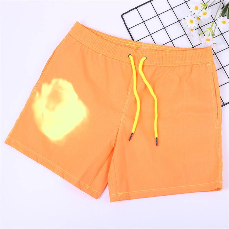 Above knee blank board quick dry beach shorts swimming trunks men swimwear magical color changing swim shorts with liner