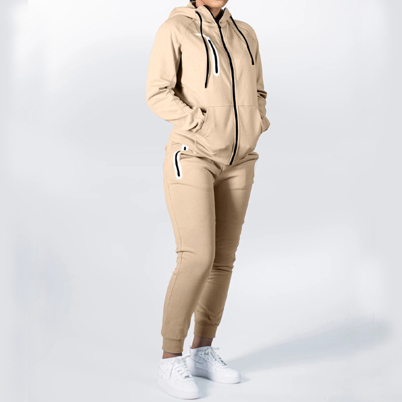 Blank cotton polyester pullover hoodies and sweat pants set custom logo men jogging suits zip up hoodie set