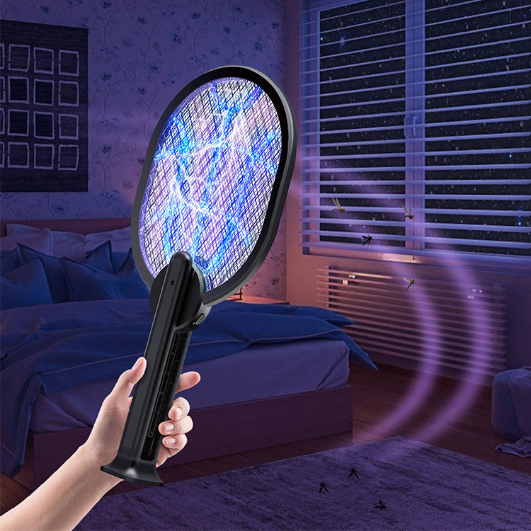 Hot Selling Rechargeable Electric Mosquito Swatter Fly Bug Killer Zapper Bat Uv Light 2in1 Retractable mosquito Racket