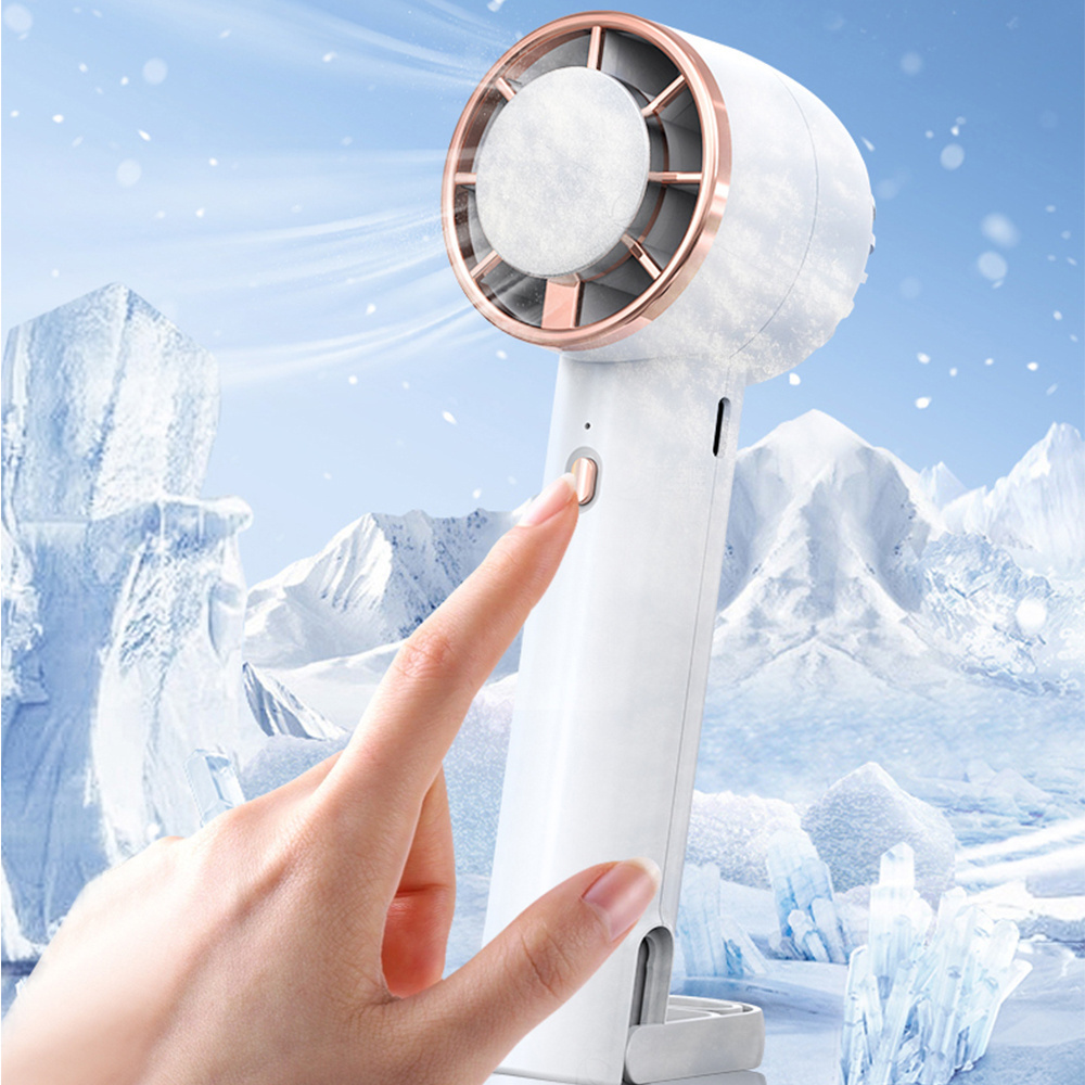 2024 Hot Sell Cold Compress Handheld FanPortable Mini Desk Fan Ice Cooling Handheld Fan With Hook Portable Mini Fan