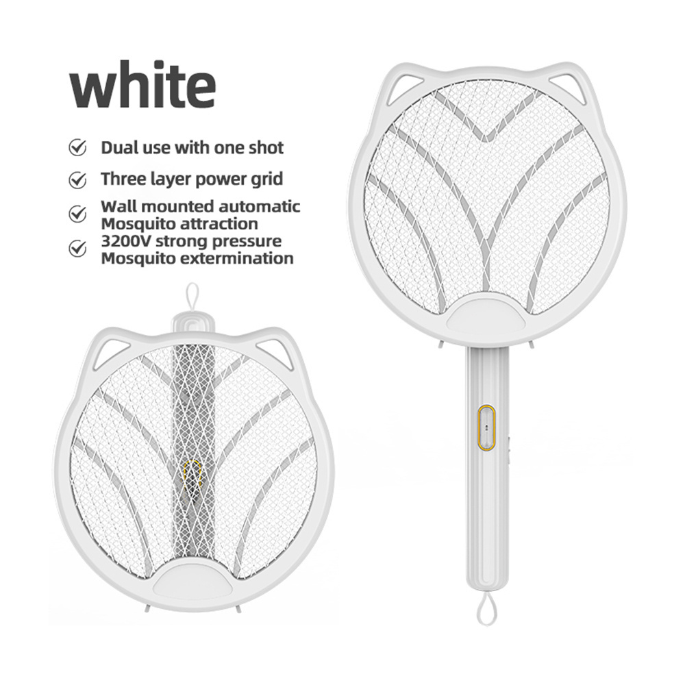 Electric Shock Rechargeable Racket Insect Fly Mosquito Swatter Killer Foldable Rotating Wall-mounted Electric Mosquito Swatter