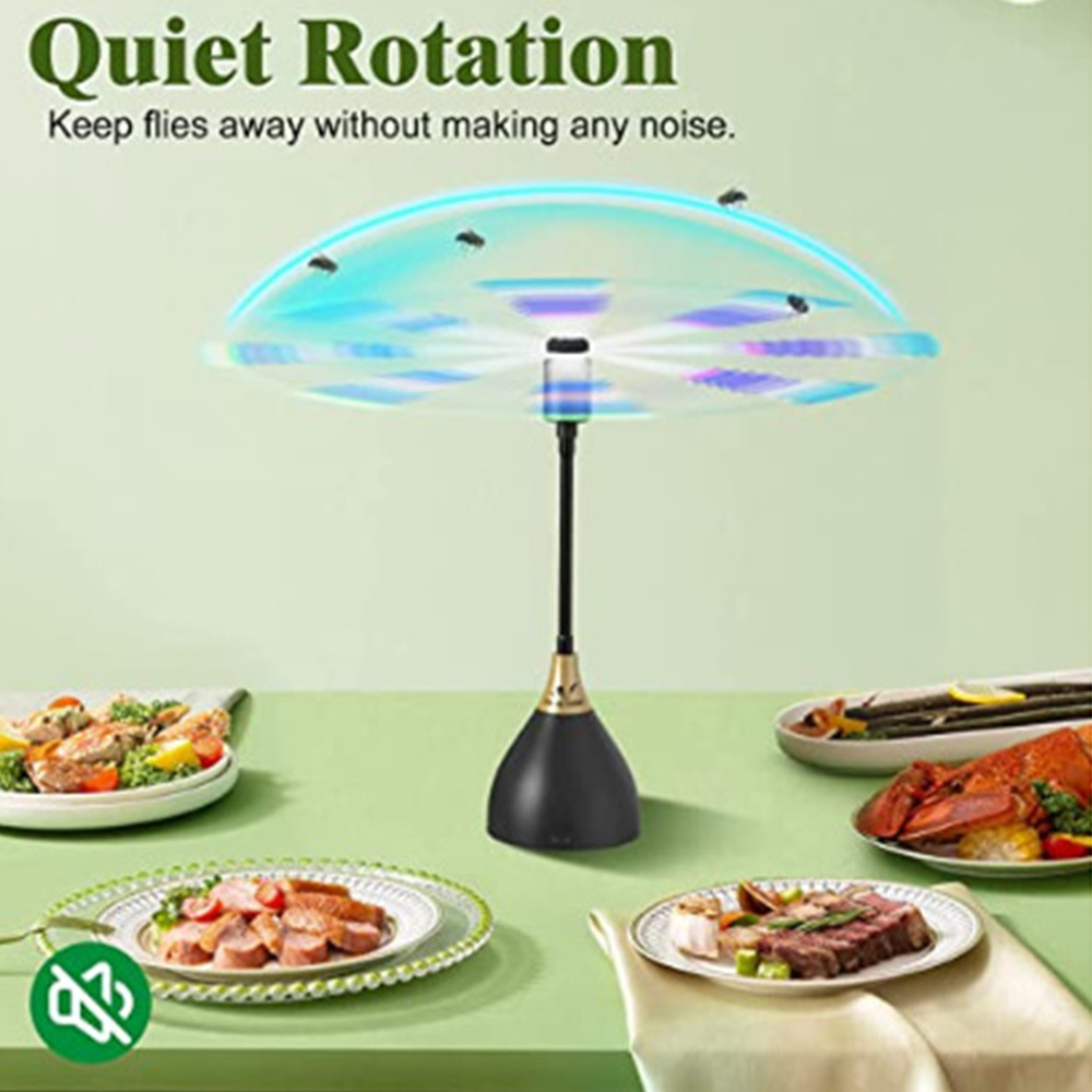 Portable Outdoor Picnic Indoor Restaurant Automatically Drive Away Food Soft Blade Flies Repeller Trap Fruit Hanging Fly Fan