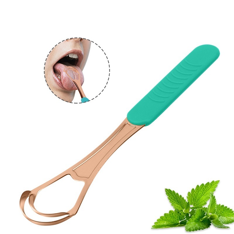 High quality Gold Stainless Steel Surgical Grade Oral Teeth Care Tool Tongue Cleaners 304 Stainless Steel Tongue Scraper