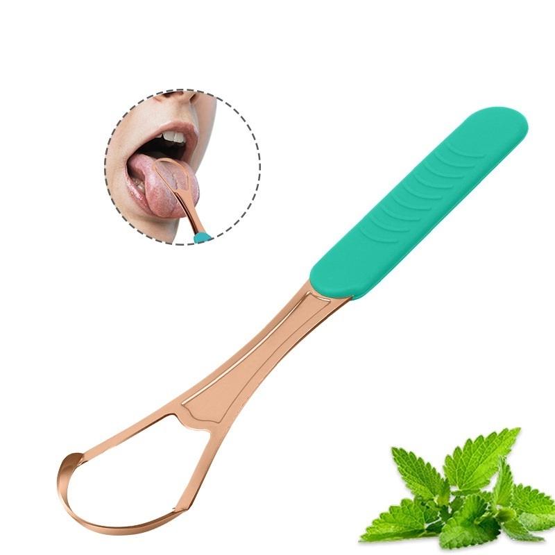 High quality Gold Stainless Steel Surgical Grade Oral Teeth Care Tool Tongue Cleaners 304 Stainless Steel Tongue Scraper