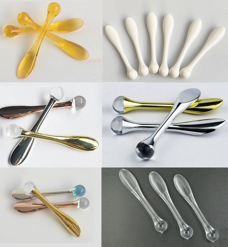 metal zinc stainless steel ceramics cosmetic spoon plastic silicon eye cream stick spoon custom cosmetics spatula