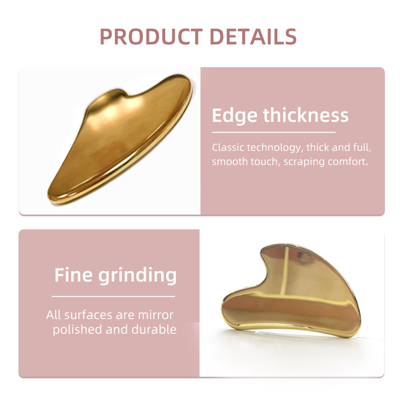 Customizable heart shape gua sha Face Neck Body Massage Tool metal copper gua sha