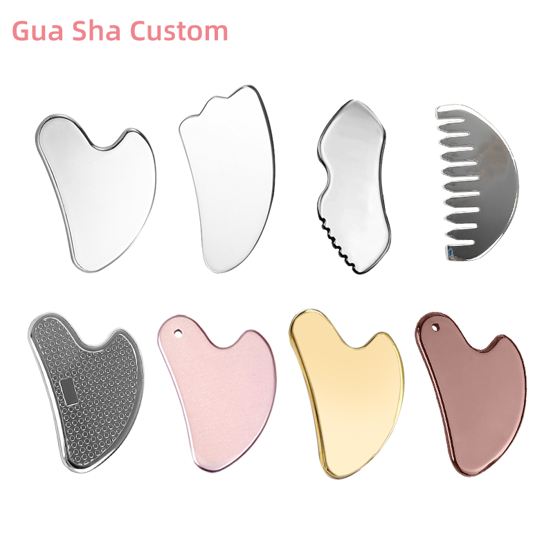 OEM/ODM custom logo skincare tools massager products 304 stainless steel gua sha tool heart shape gua sha stainless steel