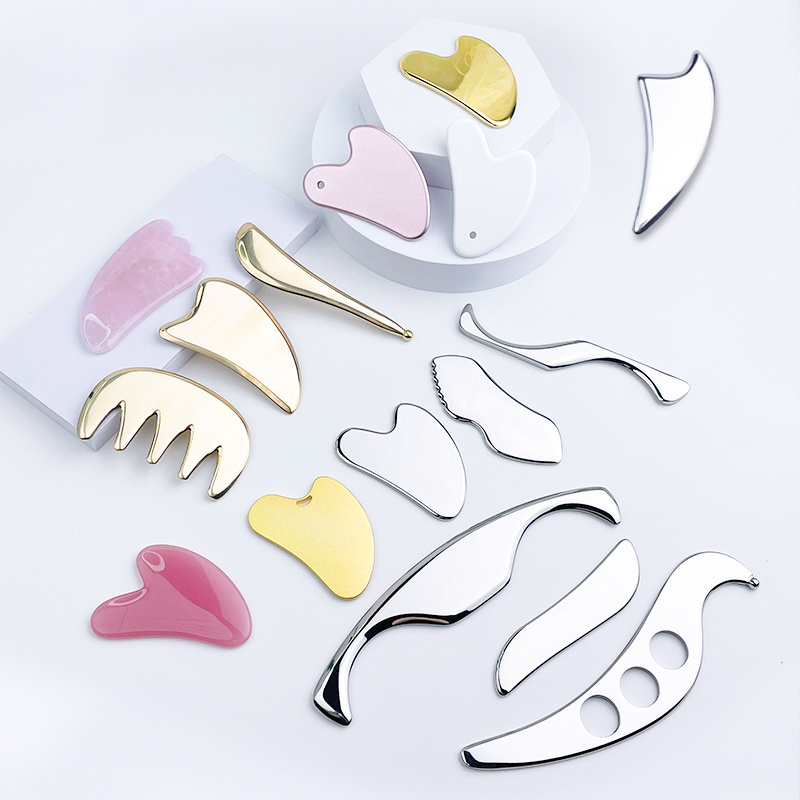 OEM/ODM custom logo skincare tools massager products 304 stainless steel gua sha tool heart shape gua sha stainless steel