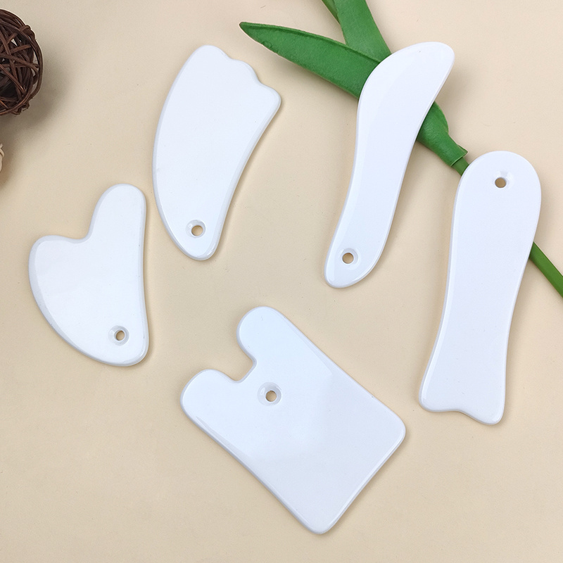 custom white horn heart ceramic gua sha massage scraping tool body gua sha ceramic korea