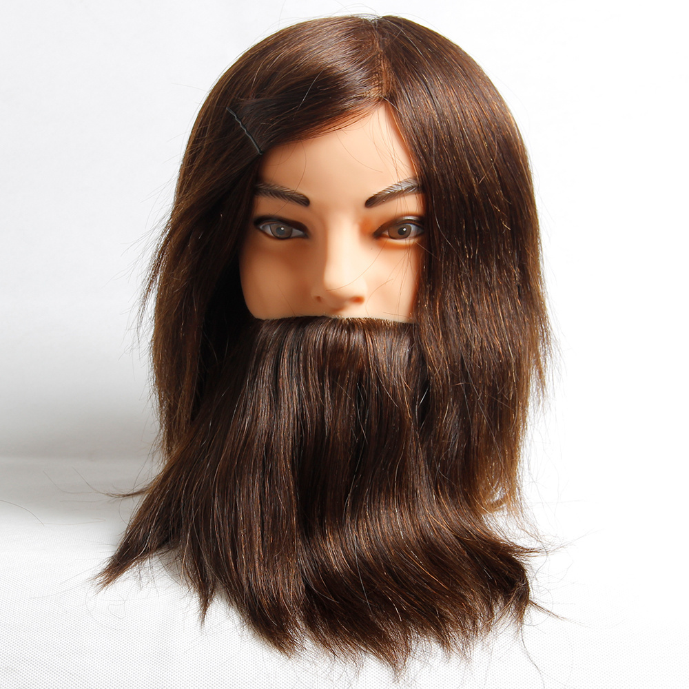 Factory Direct Sales Hair Mannequins Head Human Hair Training Head Manikins Dummy Beard Male Mannequin Head