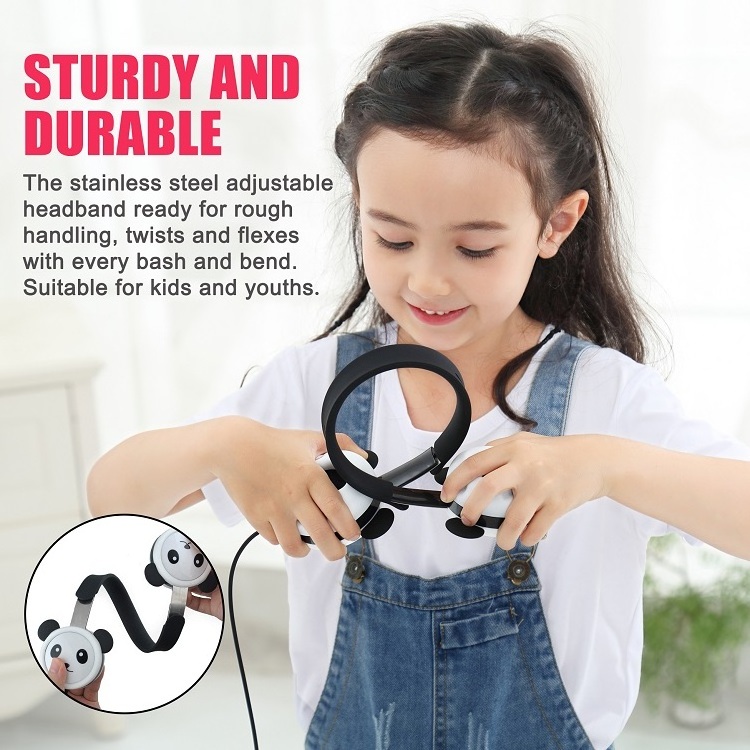 Import Headphones China Panda Kids Animal Headphones Wired Headphones Over Ear with Mic