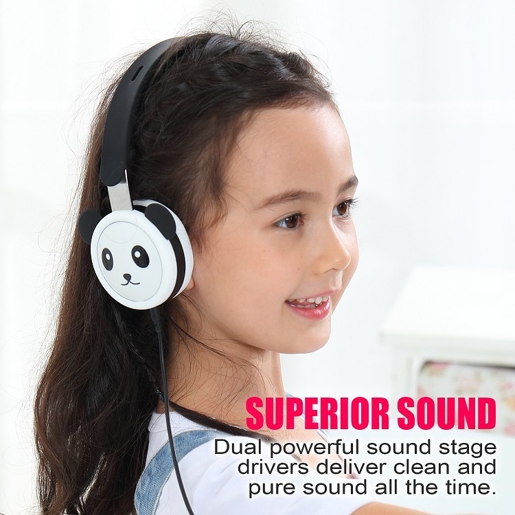 Import Headphones China Panda Kids Animal Headphones Wired Headphones Over Ear with Mic