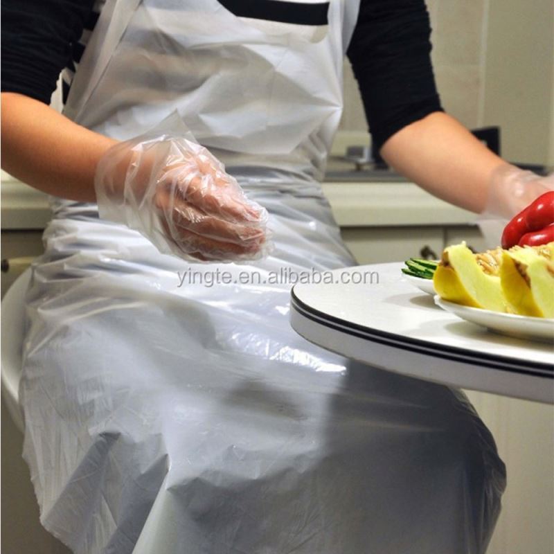 Factory Cheap Price Custom Blue And White Kitchen Plastic Pe Aprons