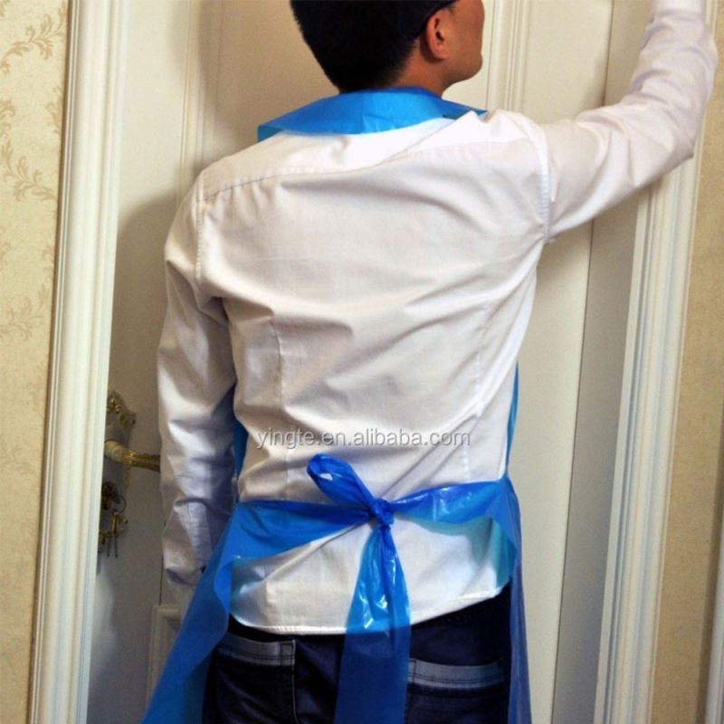 Factory Cheap Price Custom Blue And White Kitchen Plastic Pe Aprons