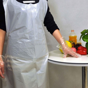 Factory Cheap Price Custom Blue And White Kitchen Plastic Pe Aprons