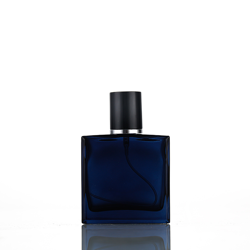 50 ml dark blue gradient perfume bottle with square lid