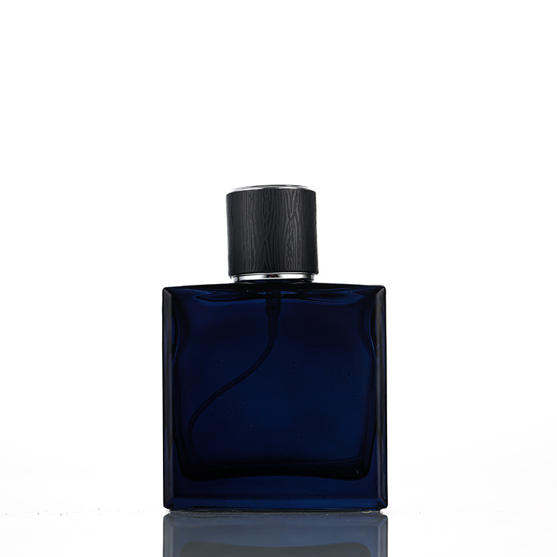 50 ml dark blue gradient perfume bottle with square lid