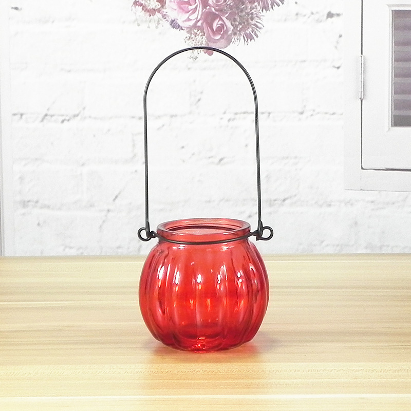 Hot sale heat resistant Pumpkin candle jar Factory sale Customized color empty glass candle container jar for candle making