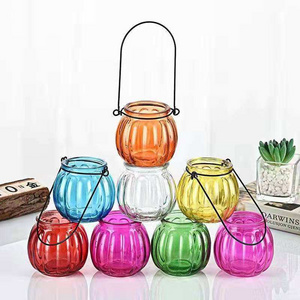 Hot sale heat resistant Pumpkin candle jar Factory sale Customized color empty glass candle container jar for candle making