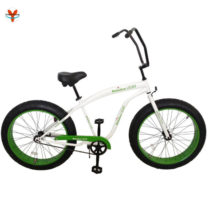 The latest style of fat bike wheels 26 inch  fat tire sing speed mens  cruiser bicycle