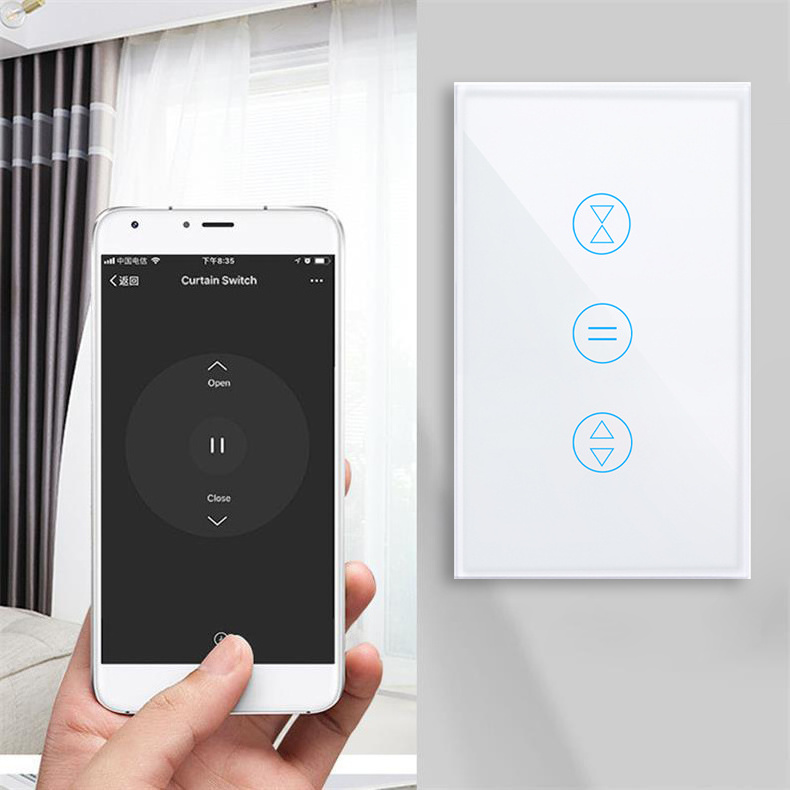 120US Wifi Smart Curtain Touch Switch Tuya With Alexa Touch Shutter Smart Curtain Switches For Electric Roller Shutters