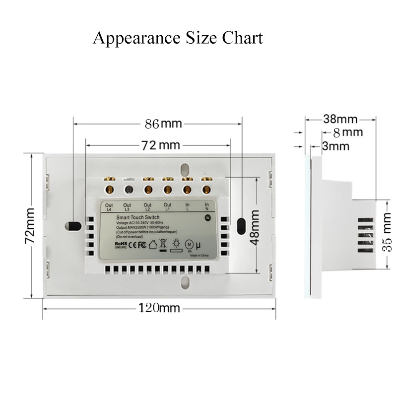 Smart Life App Control Wifi Light Switch Tuya App Eu 1/2/3 Gang Glass Touch Screen Panel Wi-fi Wall Light Smart Switch - Bu