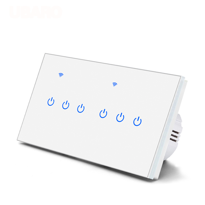 Custom Tuya Zigbee Smart Home Lamp Wifi US AU Neutral Free Tempered Glass Wall Smart Switch