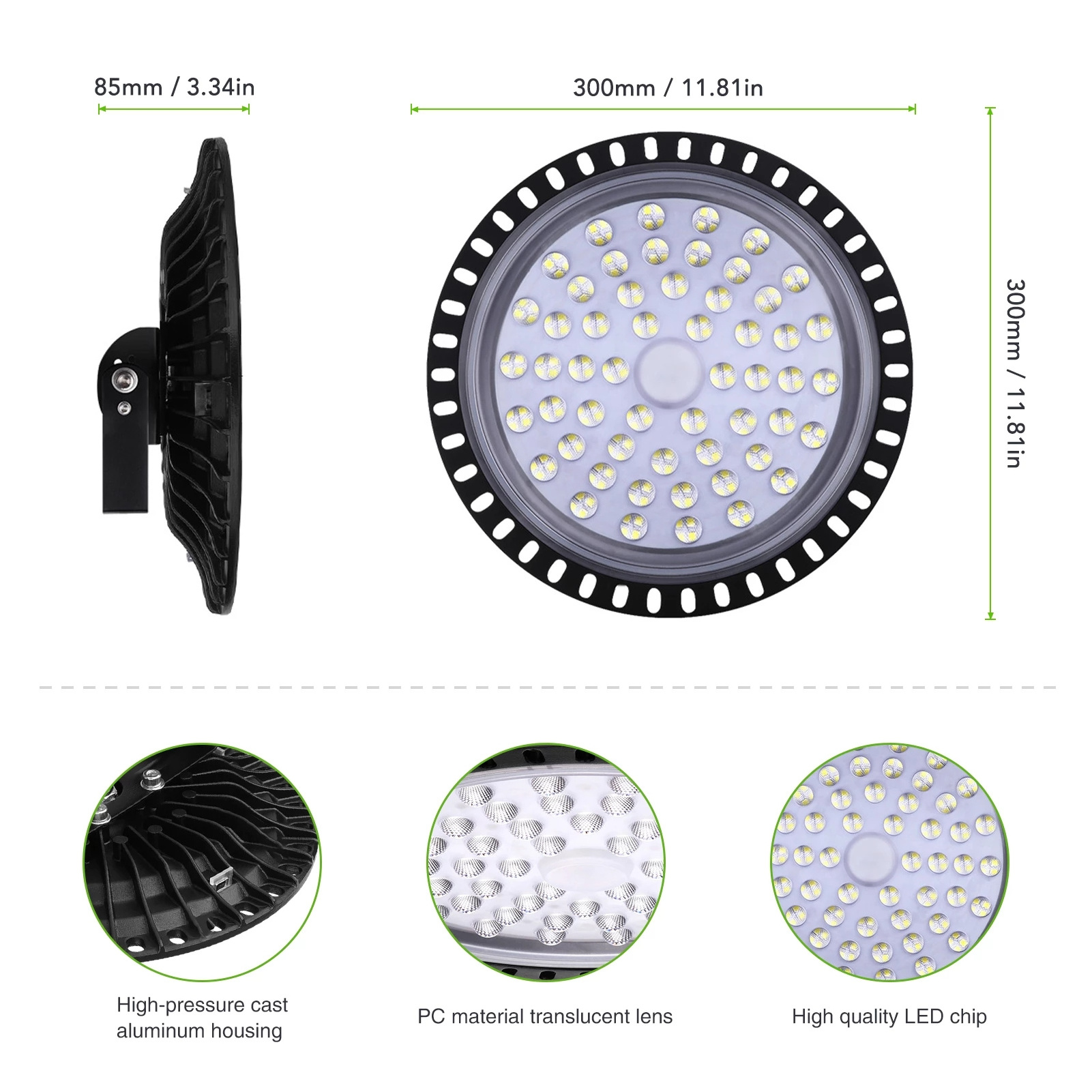 50/100/200W UFO LED High Bay Light Waterproof Warehouse Garage Light Dob Super Bright Commercial Industrial Lighting