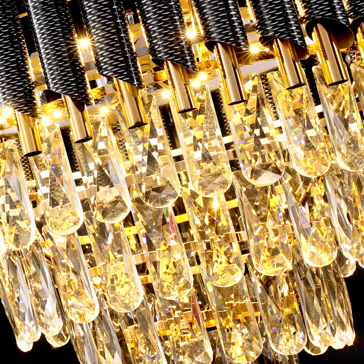 Wholesale Contemporary Black and Gold K9 Modern Crystal Chandelier Luxury Hanging Lights Pendant Light