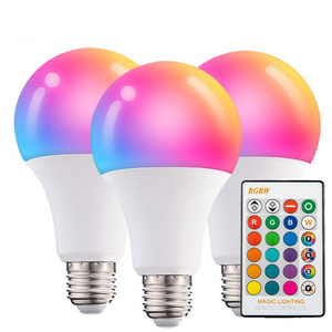 Hot Sell Smart Light Bulb 3W 5W 10W 15W RGBW Dimmable E26 E27 Led IR Remote Control Color Changing Light