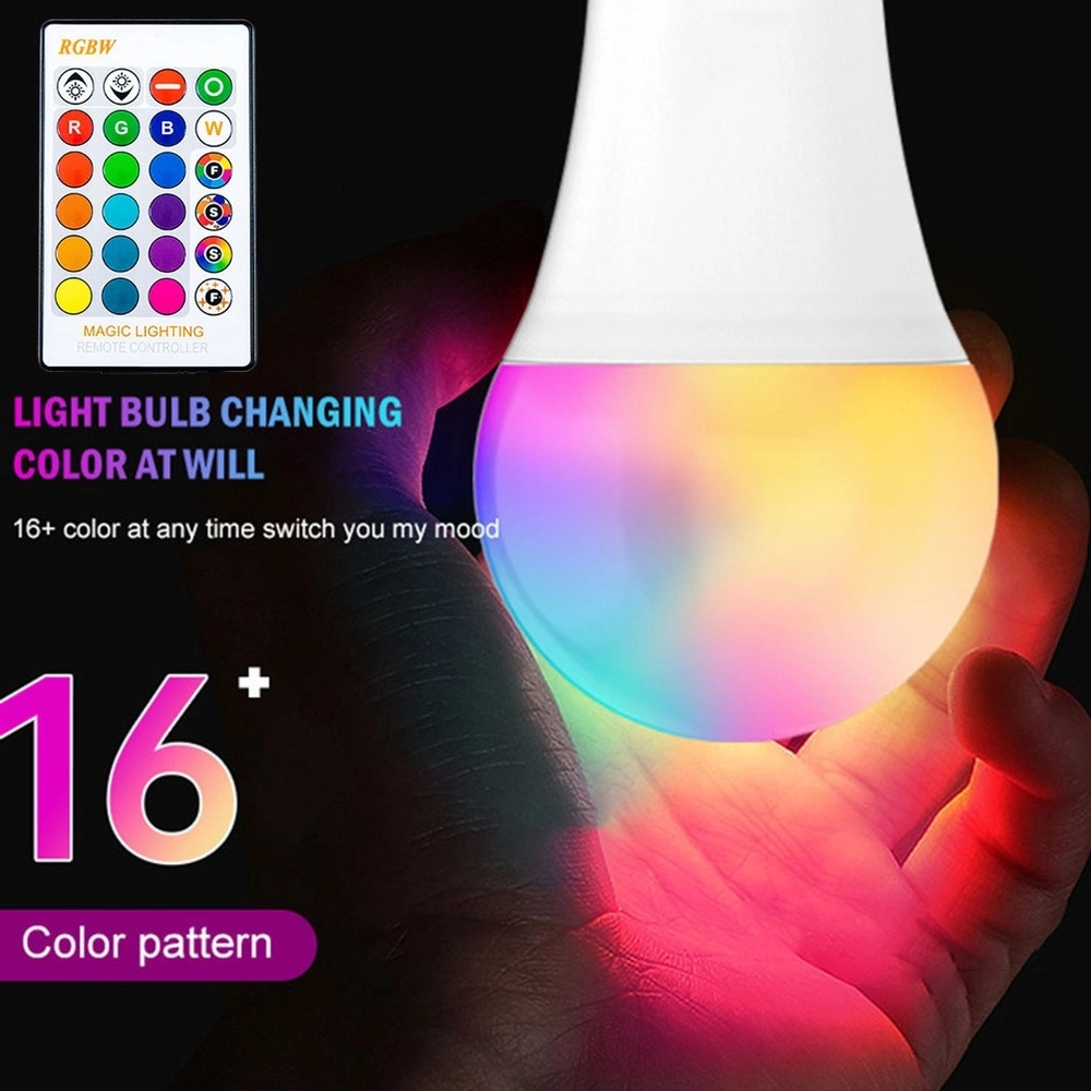 Hot Sell Smart Light Bulb 3W 5W 10W 15W RGBW Dimmable E26 E27 Led IR Remote Control Color Changing Light