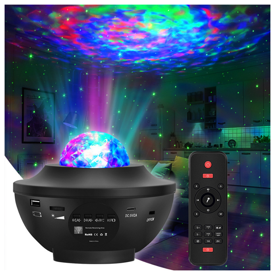 Led Starry Sky Star Galaxy Projector Night Light with Bluetooth-Speaker For Home Bedroom Decoration Child Kids Present